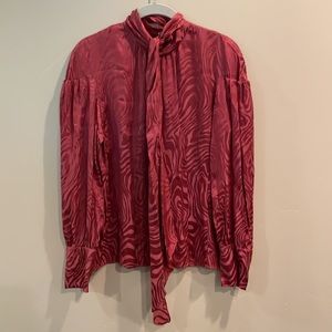 Rebecca Taylor Silk Dusty Pink Swirl Top